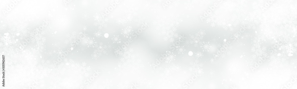 white and gray Christmas light with snowflake bokeh background, Winter backdrop wallpaper.