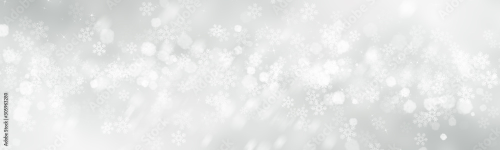 white and gray Christmas light with snowflake bokeh background, Winter backdrop wallpaper. white and gray Christmas light with snowflake bokeh background, Winter backdrop wallpaper.