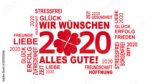 2020 mit glücksklee in rot