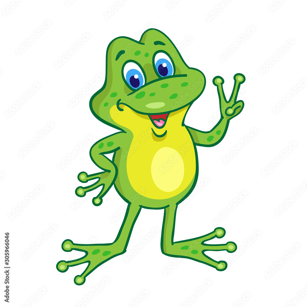 Little funny happy frog. In cartoon style. Isolated on white background. Vector illustration. Little funny happy frog. In cartoon style. Isolated on white background. Vector illustration.