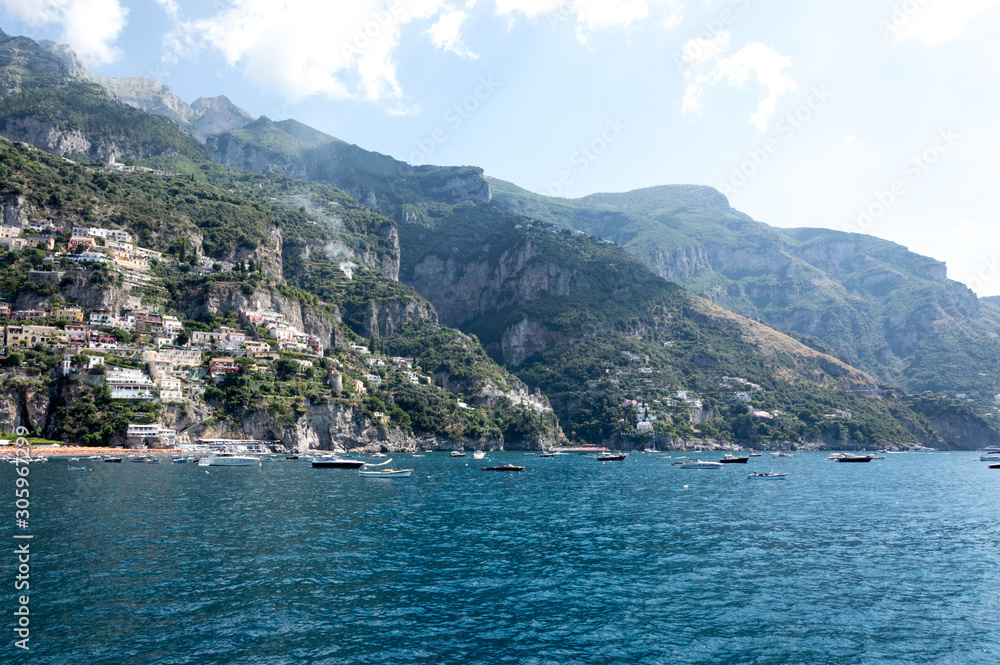 Seacoast of the Amalfi Coast in summer