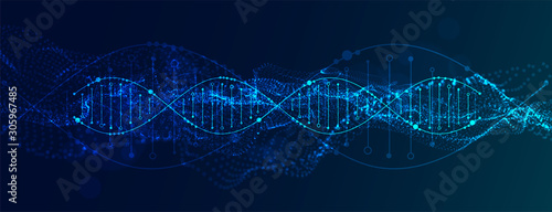 Science template, abstract background with a DNA molecules. Vector illustration.
