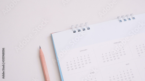 Close up calendar on white tone.