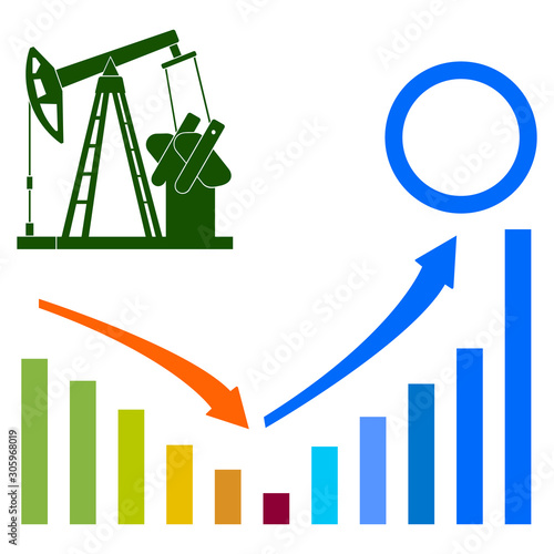 Oil pumpjack, infographic elements. Abstract concept, icon set. Vector illustration.
