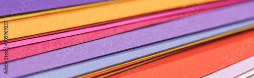 panoramic shot of colorful  bright and blank papers