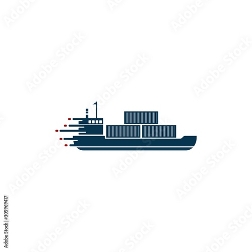simple logistic and cargo ship vector logo