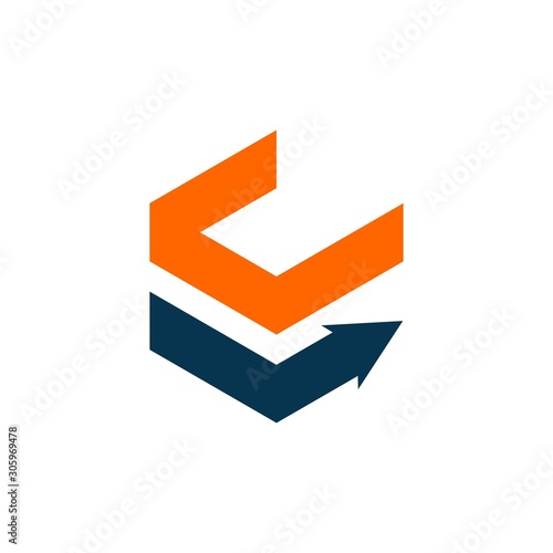 simple typography cl arrow vector logo