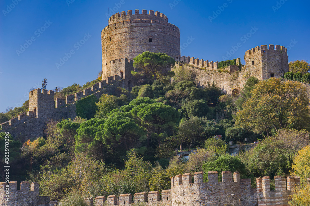 Rumelian Castle on the European banks of the Bosphorus in Istanbul, Turkey