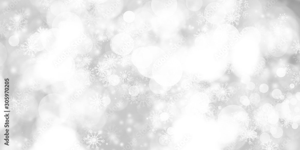 white and gray Christmas light with snowflake bokeh background, Winter backdrop wallpaper. white and gray Christmas light with snowflake bokeh background, Winter backdrop wallpaper.