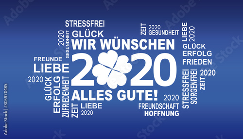 2020 - gute wünsche mit glücksklee