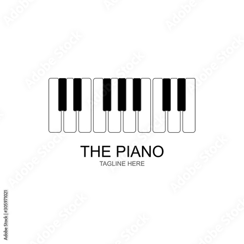 Piano Logo Design Template. Vector Illustration