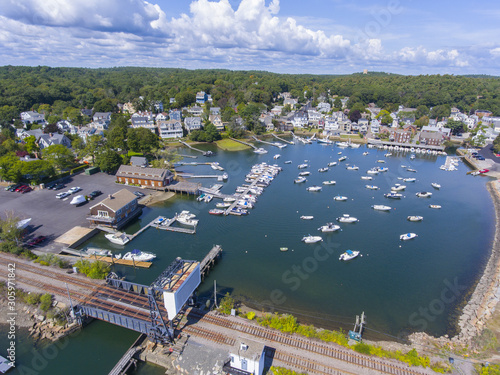 Manchester Marine and harbor aerial view, Manchester by the sea, Cape Ann, Massachusetts, MA, USA. photo