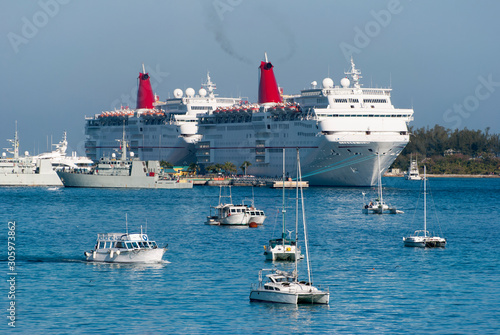 Nassau Harbour Cruise Ships and Yachts © Ramunas