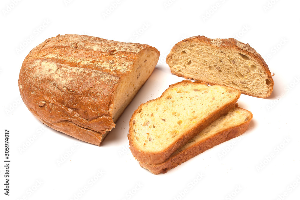 loaf of corn bread on white background loaf of corn bread on white background