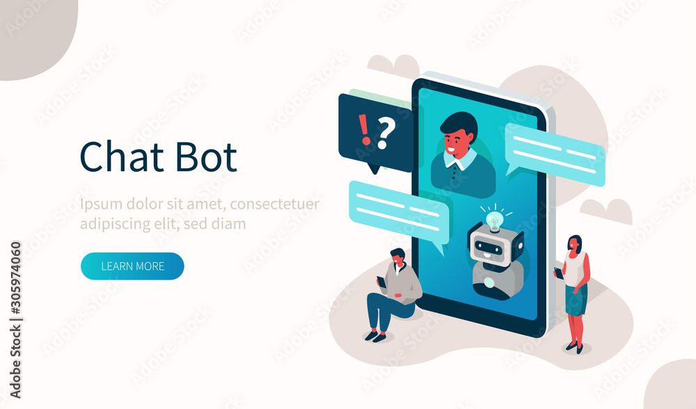 Customers having Dialog with Chat Bot on Smartphone. Characters Chatting with Robot, Asking Questions and receiving Answers. AI Chatbot Support and FAQ Concept. Flat Isometric Vector Illustration. Customers having Dialog with Chat Bot on Smartphone. Characters Chatting with Robot, Asking Questions and receiving Answers. AI Chatbot Support and FAQ Concept. Flat Isometric Vector Illustration.