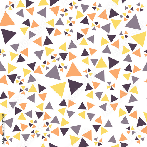 Yellow, purple, orange triangle design print seamless