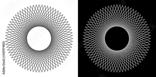Geometric Round Spiral Line Art Isolated Vector Illustration