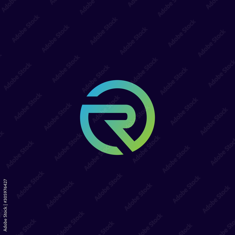 r logo in the circle , simple clean and modern style. r logo in the circle , simple clean and modern style.
