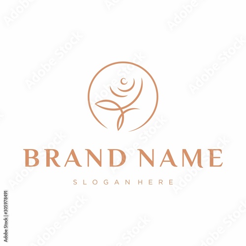 Red rose logo template Vector illustration