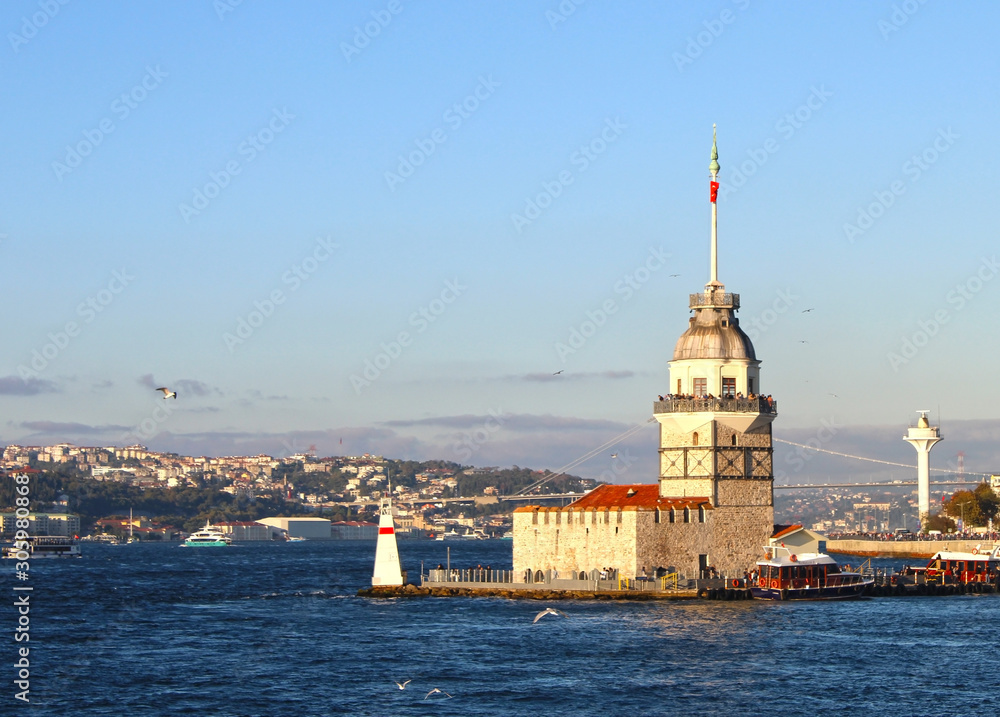Maiden's towers in Istanbul,city and Bosphorus view