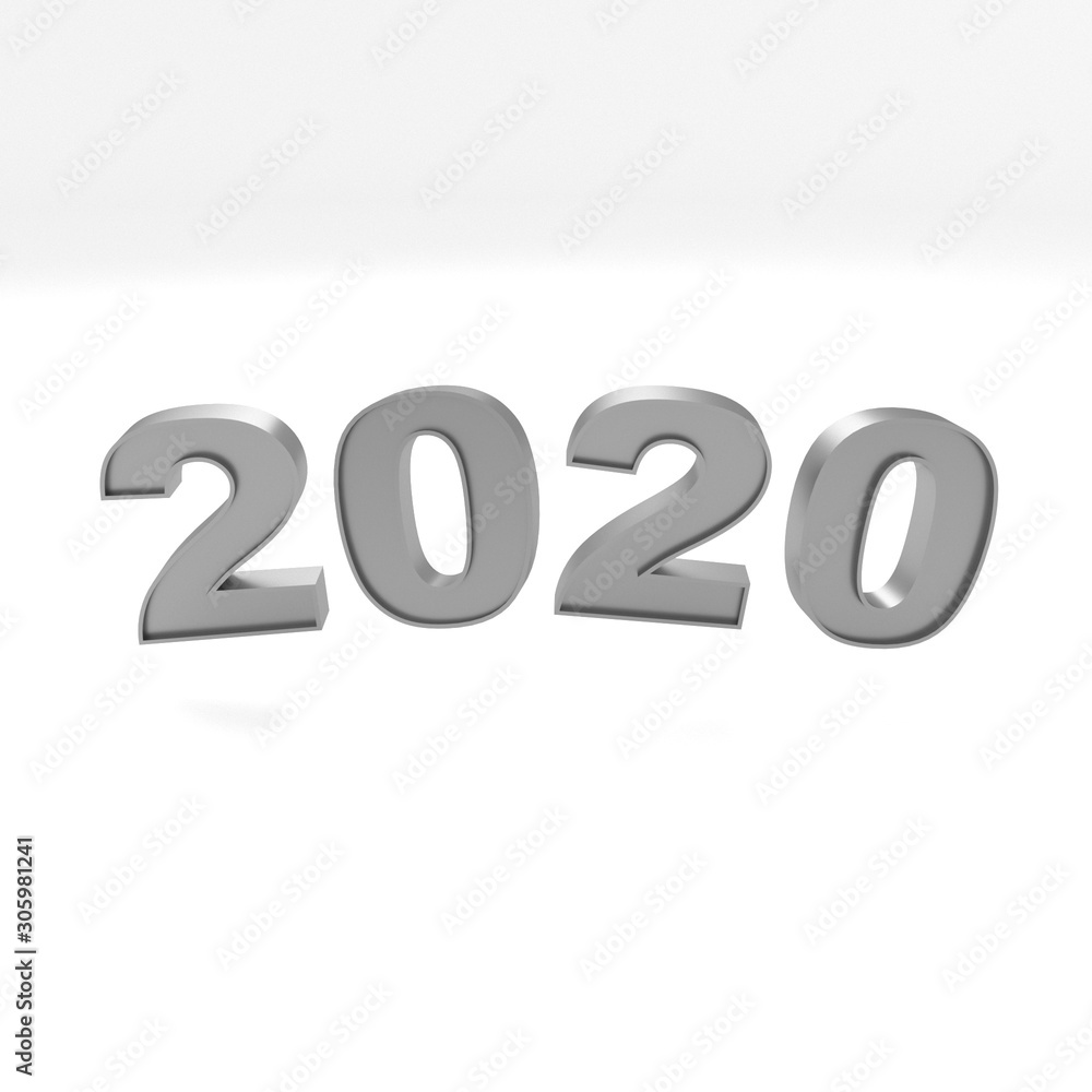 3d illustration the inscription 2020 on a white background. 3d illustration the inscription 2020 on a white background.