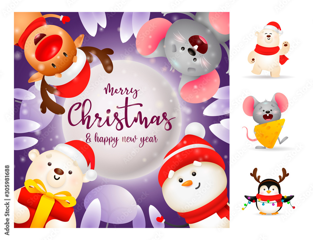 Merry Christmas and happy New Year background. Lettering with decorations can be used for invitation and greeting card. Holiday concept Merry Christmas and happy New Year background. Lettering with decorations can be used for invitation and greeting card. Holiday concept