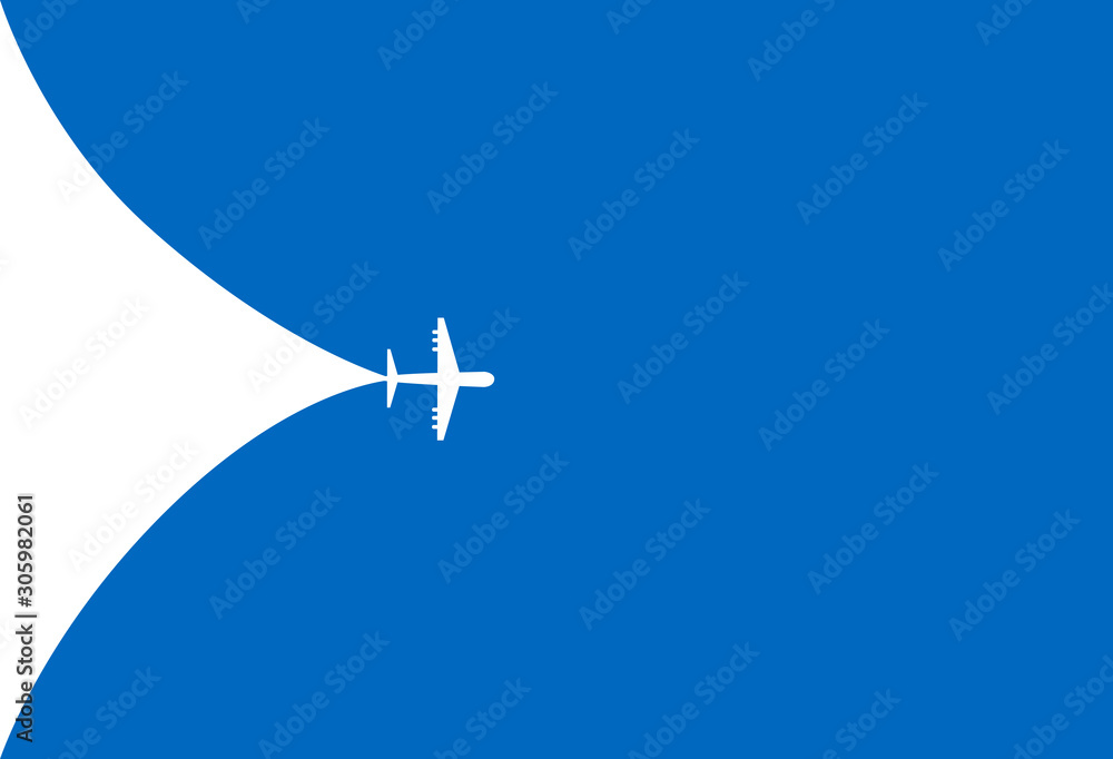 White plane symbol on a blue background. Vector illustration White plane symbol on a blue background. Vector illustration