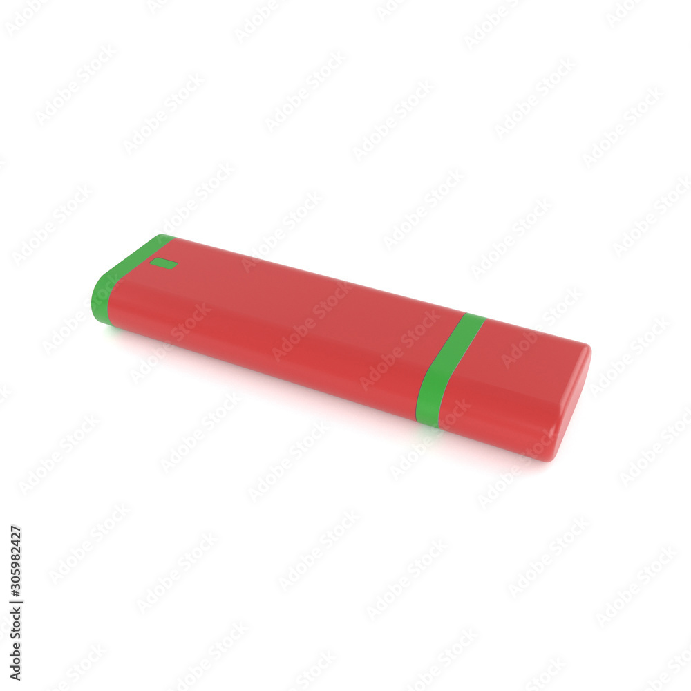 3d illustration green-red flash drive isolated on white background. 3d illustration green-red flash drive isolated on white background.