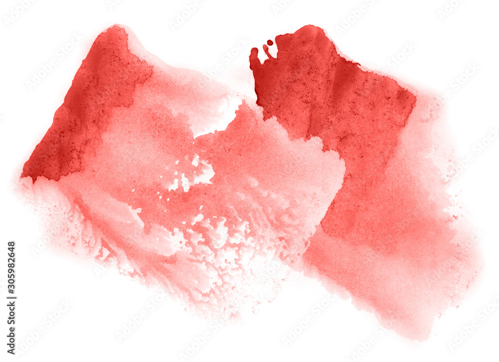 Abstract watercolor background hand-drawn on paper. Volumetric smoke elements. Red color. For design, web, card, text, decoration, surfaces. Abstract watercolor background hand-drawn on paper. Volumetric smoke elements. Red color. For design, web, card, text, decoration, surfaces.