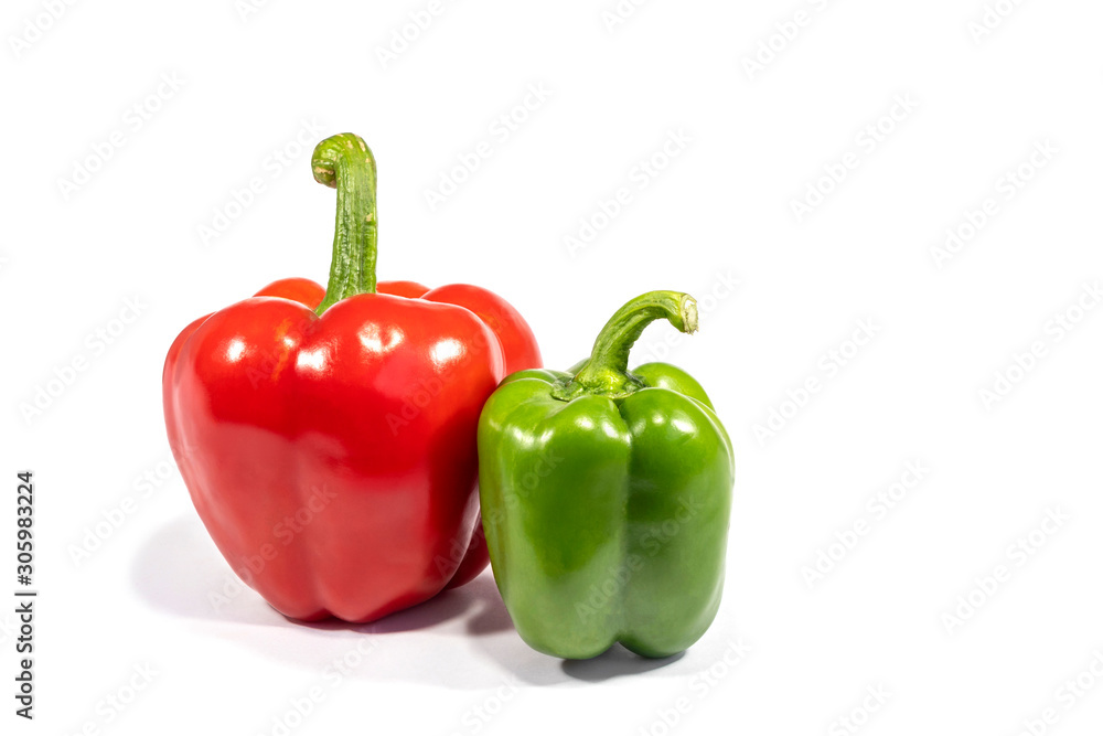 Colorful green,red bell pepper isolated on white background. fresh sweet pepper Colorful green,red bell pepper isolated on white background. fresh sweet pepper