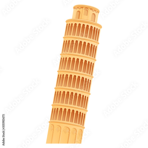 cartoon leaning tower of pisa, vector illustration