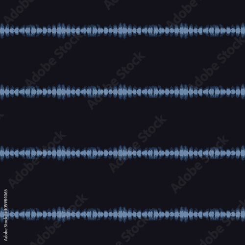 Broken Thin Stripe Shibori Tie Dye Indigo Blue Texture Background. Bleached Handmade Resist Seamless Pattern. Cloth Effect Textile. Classic Japan or  Indonesian All Over Print. Vector Repeat Eps 10