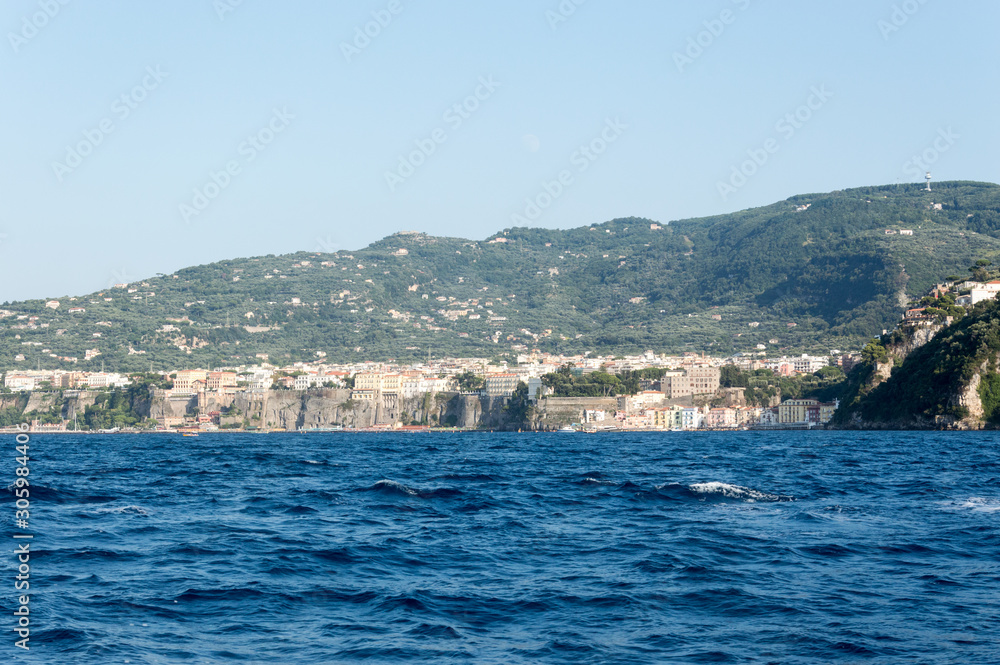 Sorrento stunning town hilltop on the coastline during summer