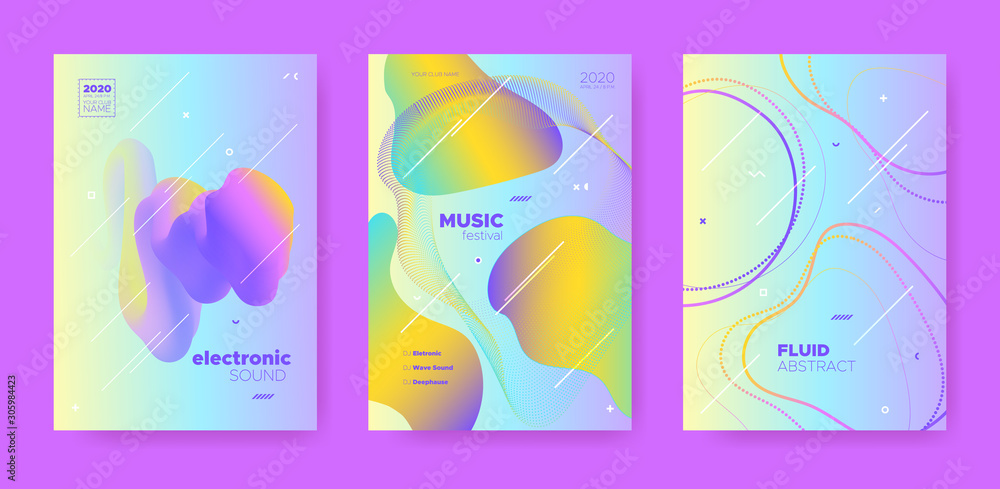 Trance Music Poster. Wave Gradient Blend. Night 
