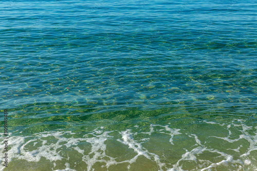 Transparent turquoise surface of the sea. Relax and calm. Background. Space for text. Transparent turquoise surface of the sea. Relax and calm. Background. Space for text.