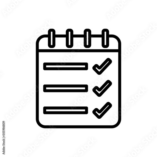 list check mark notepad spiral icon thick line