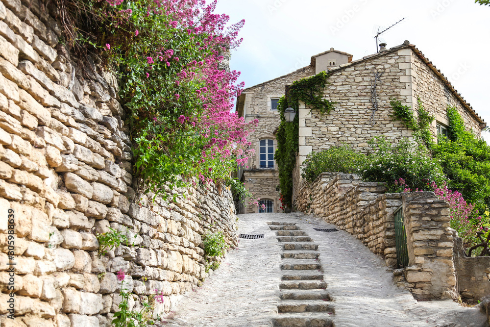 Pretty authentic street in small french village Pretty authentic street in small french village