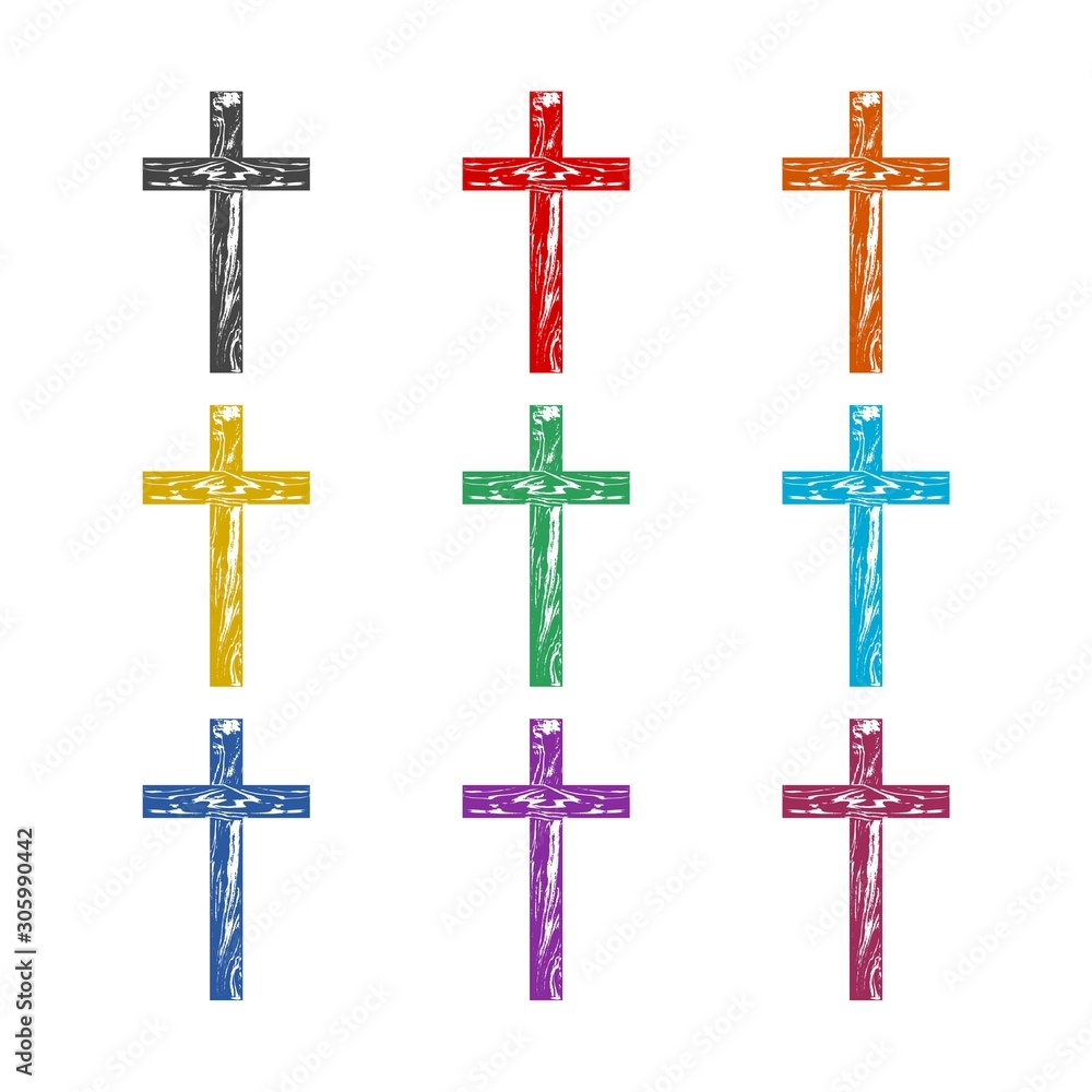 Cross wood color design on white background