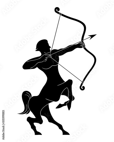 silhouette a beautiful and elegant Sagittarius zodiac sign vector