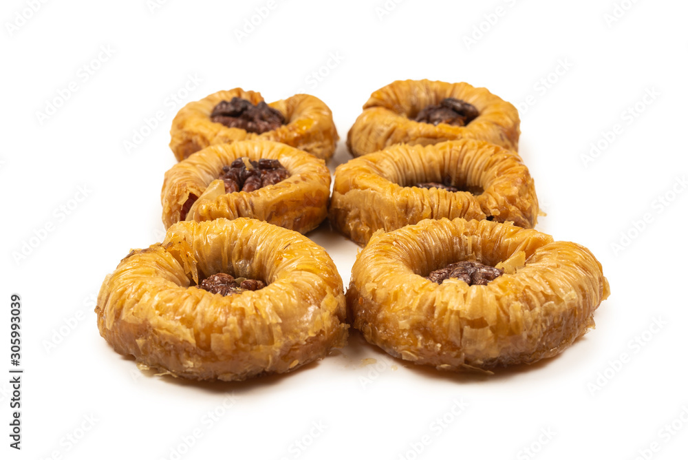 Tasty baklava isolated on white background. Tasty baklava isolated on white background.