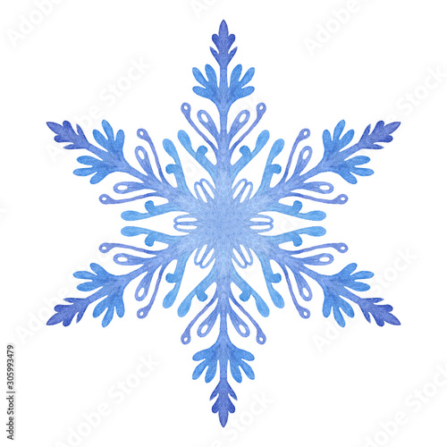 Beautiful single snowflake isolated on a white background. Can be used as a logo, pictogram, icon, Christmas decorative element