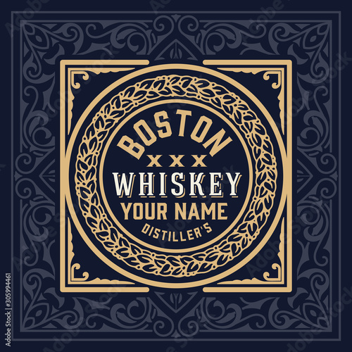 Whiskey Label vintage design retro vector illustration