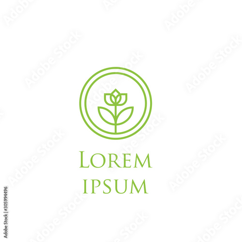 Logo Design with Green Bloom Icon