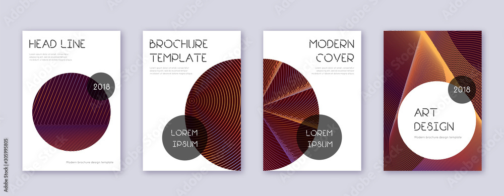 Fototapeta premium Trendy brochure design template set. Orange abstra