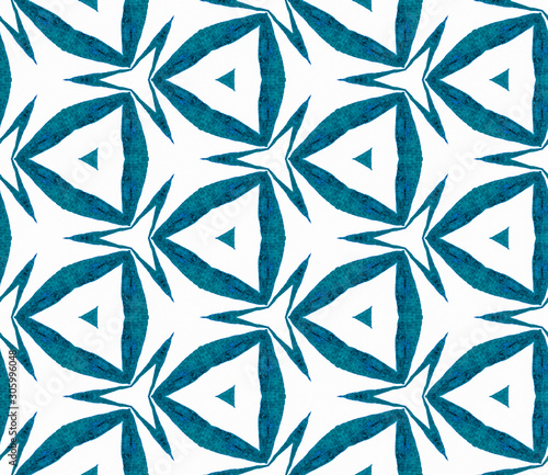 Blue kaleidoscope seamless pattern. Hand drawn wat © Begin Again