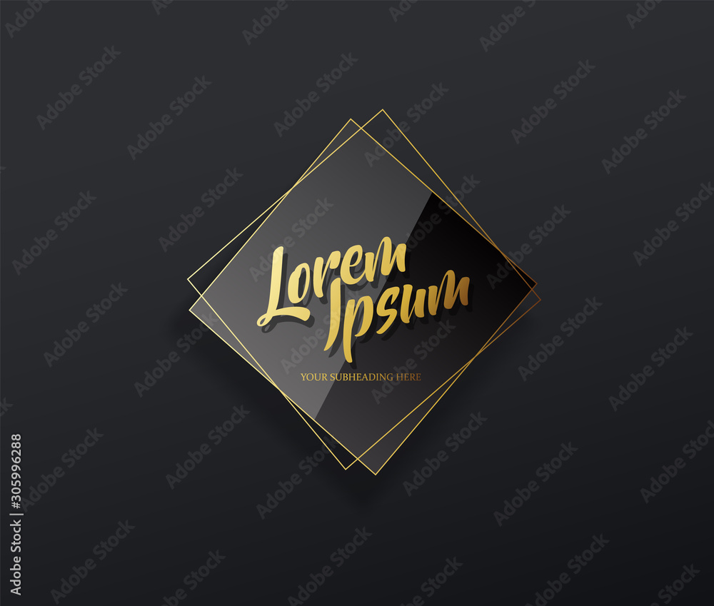 Dark vector background template with golden line art and place for your heading and supbheading.