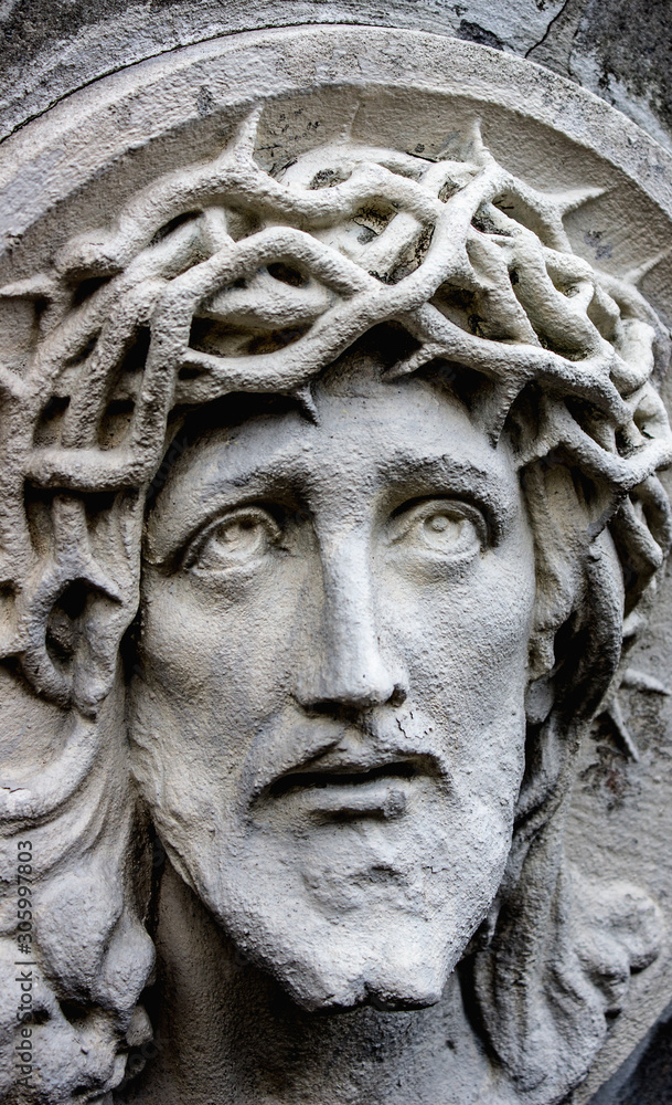 The face of Jesus Christ suffering on the cross