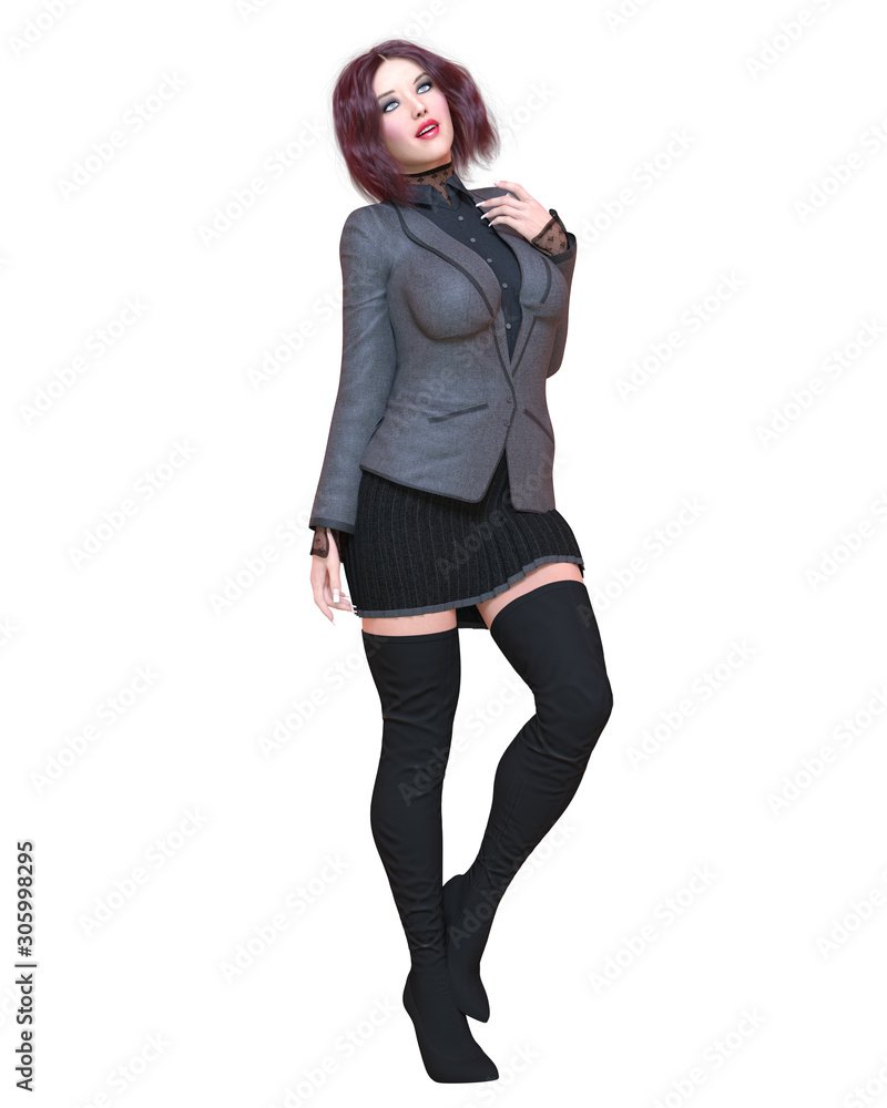 Beautiful brunette woman in black blazer and long boots. Beautiful brunette woman in black blazer and long boots.