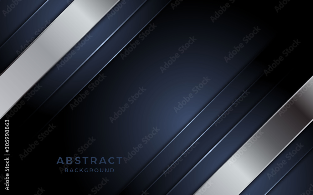 Modern navy blue background with astract shape and silver lines. Modern navy blue background with astract shape and silver lines.