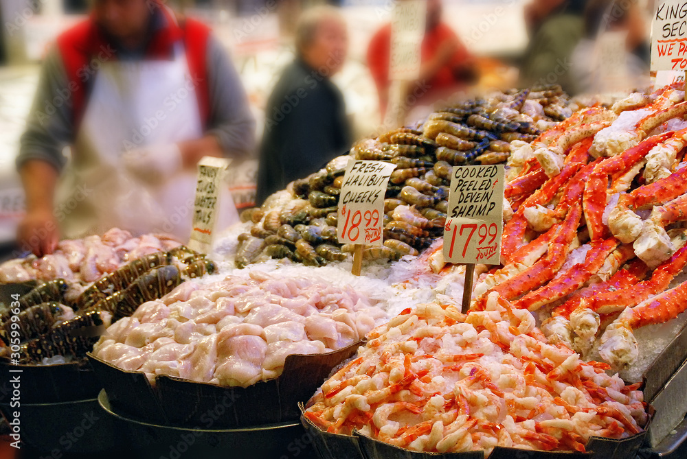 Obraz premium Mercado de pescado en Seattle, Washington, USA